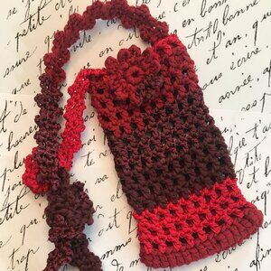 Crossbody SHADES OF RED CELL PHONE HOLDER Handmade by Me